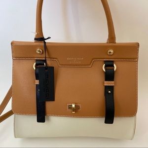 NWT IACUCCI brown and cream dual color bag purse